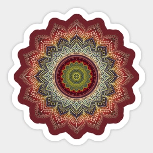 Folk Art Lotus Mandala Blue Red Sticker